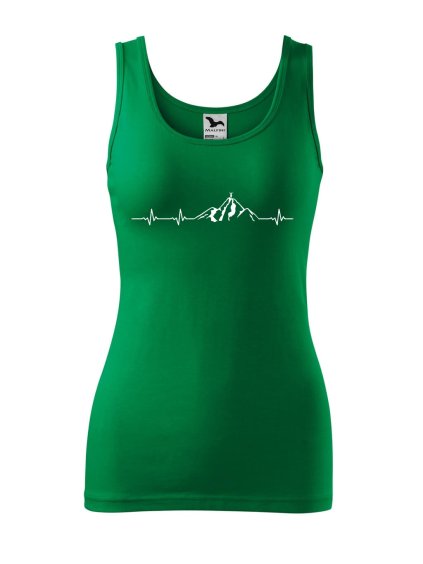 Dámské tílko s potiskem Srdeční tep horolezec (Velikost XS, Ženy vodácká tílka Mátová)