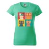 Dámské tričko s potiskem Čtyři kočky (Barva trička - ženy (NOVÉ) Apple green, Velikost - všechny NOVÉ 2XL)