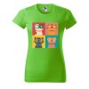 Dámské tričko s potiskem Čtyři kočky (Barva trička - ženy (NOVÉ) Apple green, Velikost - všechny NOVÉ 2XL)