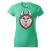 Dámské tričko s potiskem Hlava vlka (Barva trička - ženy (NOVÉ) Apple green, Velikost - všechny NOVÉ 2XL)