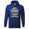Pánská mikina s potiskem 40 let legenda (Barva mikiny malfini pánské Bílá, Velikost - muž NOVÉ 2XL)