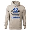 Pánská mikina s potiskem 40 let legenda (Barva mikiny malfini pánské Bílá, Velikost - muž NOVÉ 2XL)