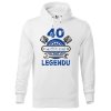 Pánská mikina s potiskem 40 let legenda (Barva mikiny malfini pánské Bílá, Velikost - muž NOVÉ 2XL)