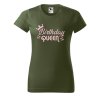 Dámské tričko s potiskem Birthday queen (Barva trička - ženy (NOVÉ) Apple green, Velikost - všechny NOVÉ 2XL)