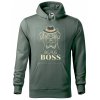 Pánská mikina s potiskem Big pug boss (Barva mikiny malfini pánské Bílá, Velikost - muž NOVÉ 2XL)