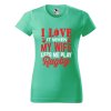 Dámské tričko s potiskem I love rugby (Barva trička - ženy (NOVÉ) Apple green, Velikost - všechny NOVÉ 2XL)