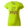 Dámské tričko s potiskem Je čas na pivo (Barva trička - ženy (NOVÉ) Apple green, Velikost - všechny NOVÉ 2XL)