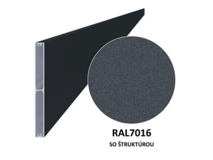 Profil 160 x 16 x 6000 mm, lak so štruktúrou RAL 7016 Small