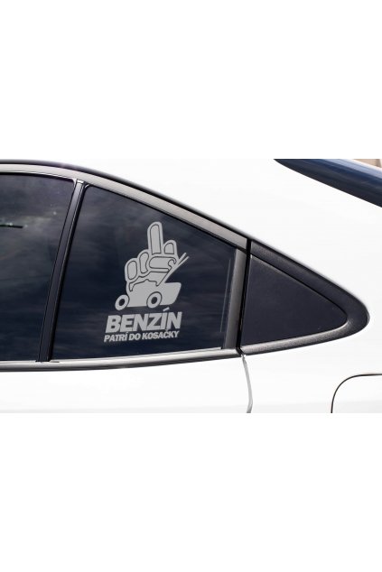 Samolepka Benzín patrí do kosačky