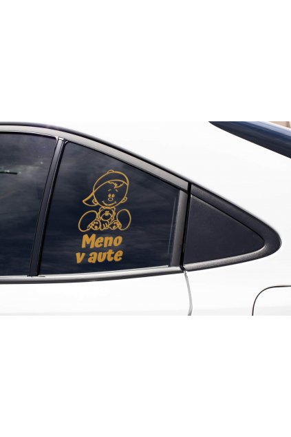 Samolepka Dieťa v aute s vlastným menom (chlapec)