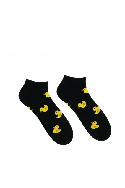 Veselé ponožky Kačička Čierna - členkové