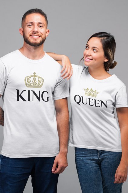 Tričká pre páry King Queen Gold