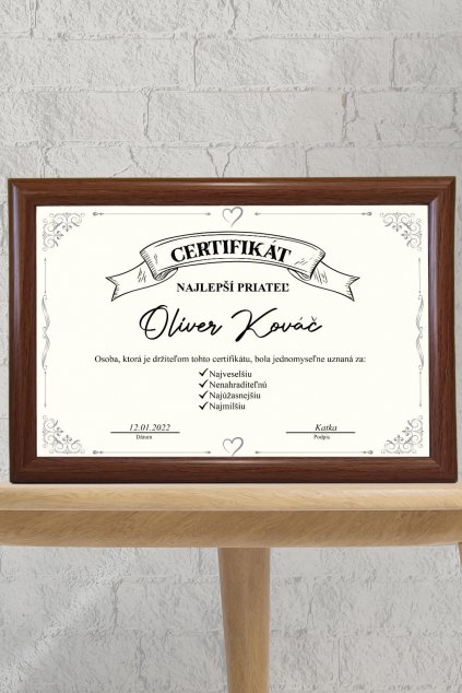 Certifikát Najlepší priateľ