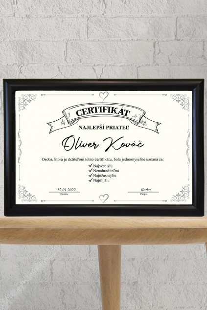 Certifikát Najlepší priateľ