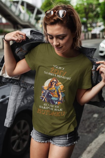 Dámske tričko Tie najlepšie majú motorku