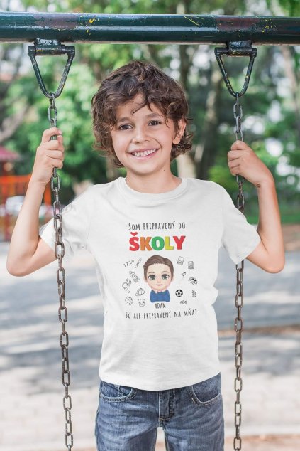 Chlapčenské tričko Pripravený do školy s vlastným menom
