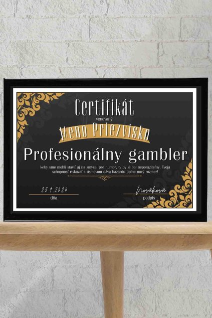 Certifikát Profesionálny gambler