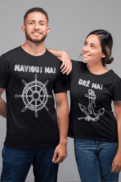 Tričká pre páry Drž ma/Naviguj ma