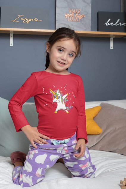 Detské tričko s dlhým rukávom Dabujúci unicorn