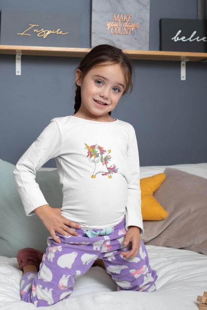 Detské tričko s dlhým rukávom Dabujúci unicorn