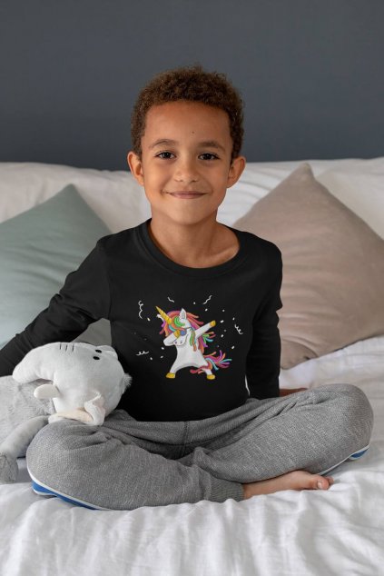 Detské tričko s dlhým rukávom Dabujúci unicorn