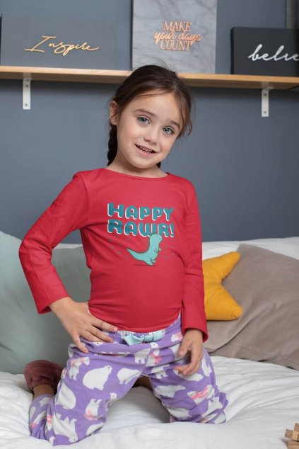Detské tričko s dlhým rukávom Happy rawr!