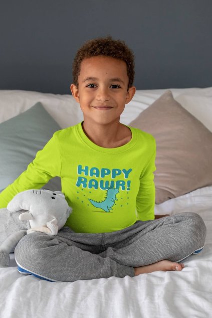 Detské tričko s dlhým rukávom Happy rawr!