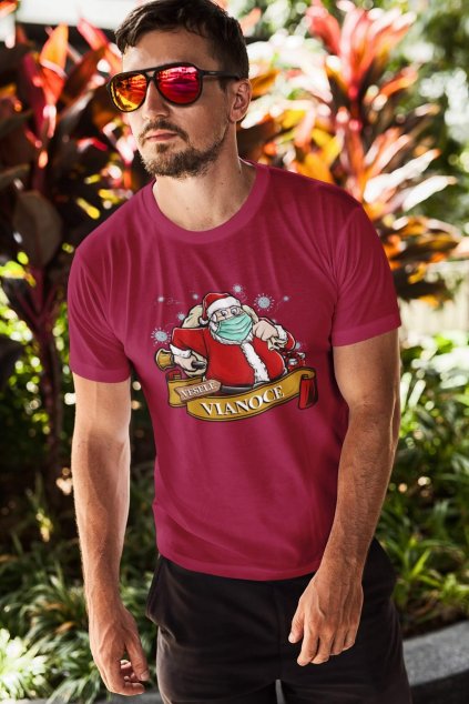 Vianočné pánske tričko Santa Claus s rúškom
