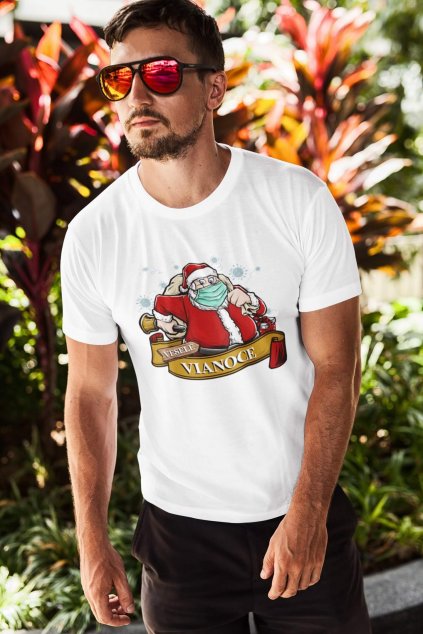 Vianočné pánske tričko Santa Claus s rúškom