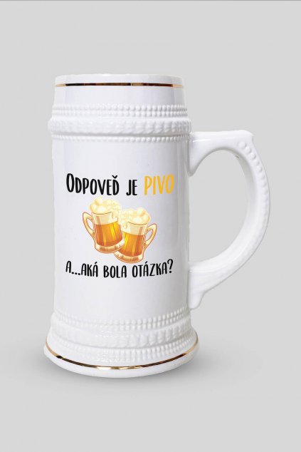 Pivný krígeľ Odpoveď je pivo