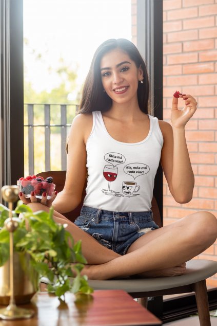 tank top mockup of a woman eating berries at home 32752