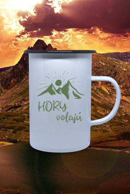 Plechový hrnček Hory volajú