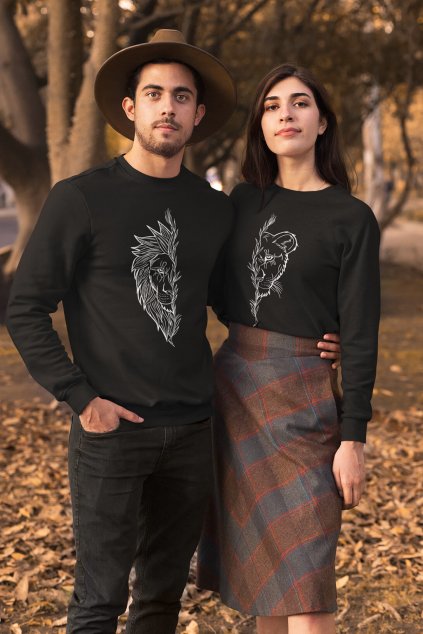 Unisex mikiny pre páry Lev a levica