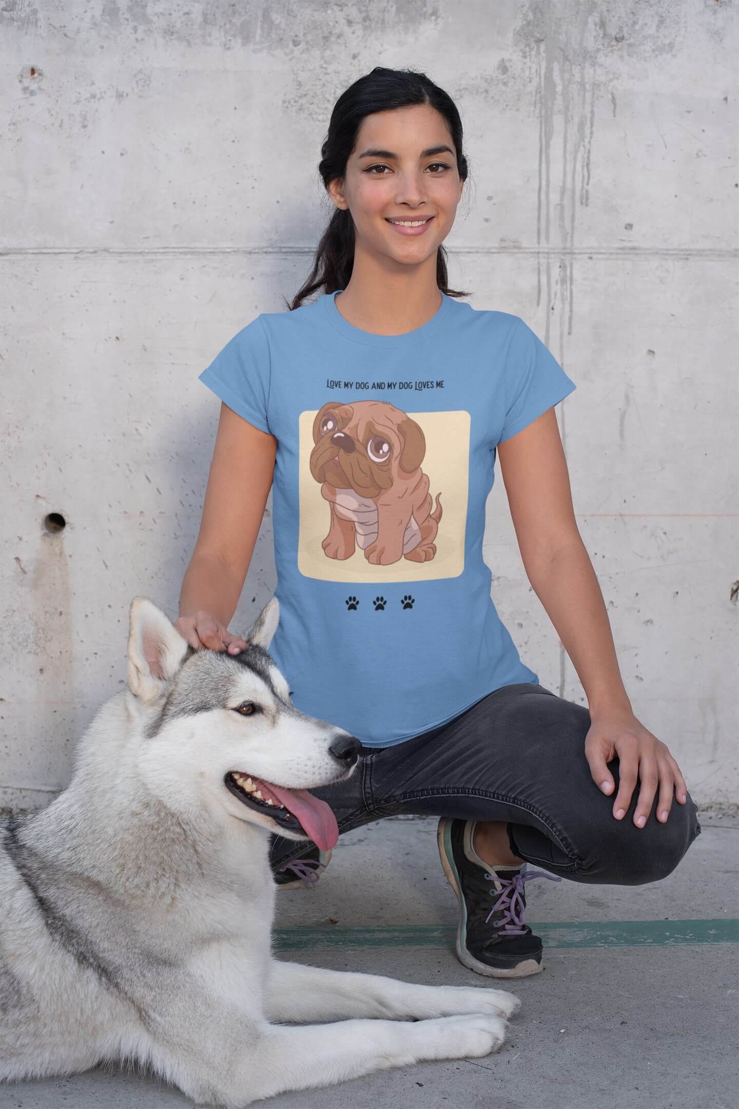 MMO Dámske tričko Love my dog Vyberte farbu: Svetlomodrá, Vyberte veľkosť: M