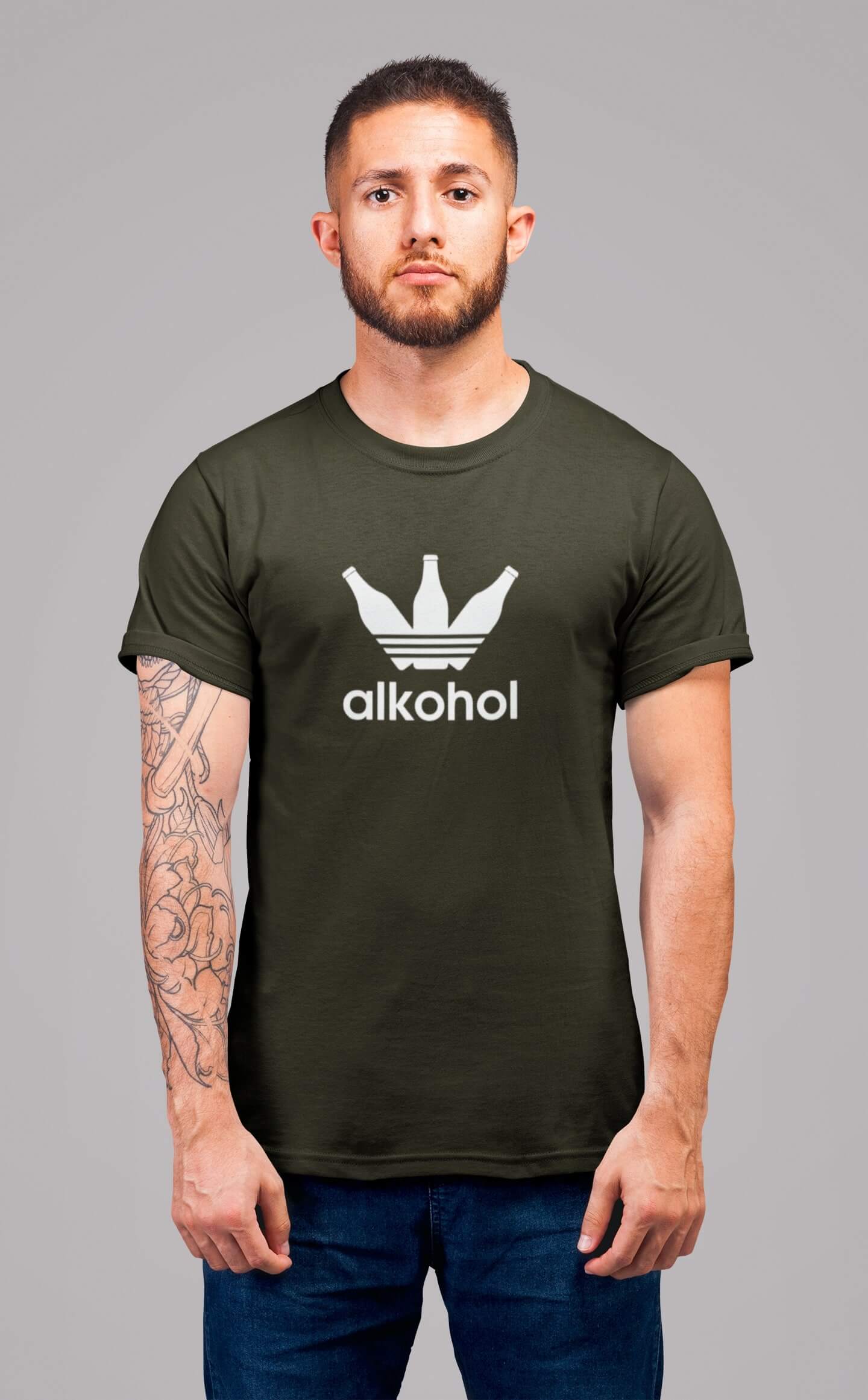 Pánske tričko s flaškami Vyberte farbu: Military, Vyberte veľkosť: 3XL