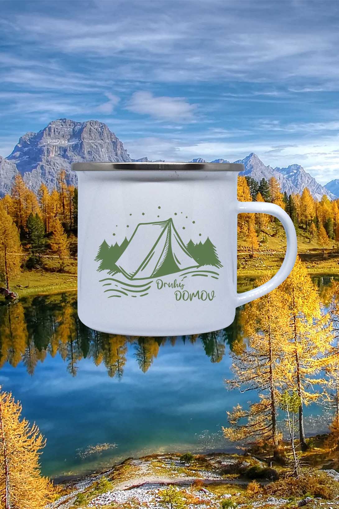 Plechový hrnček Druhý domov Varianta: Kovový hrnček 360ml  - biely