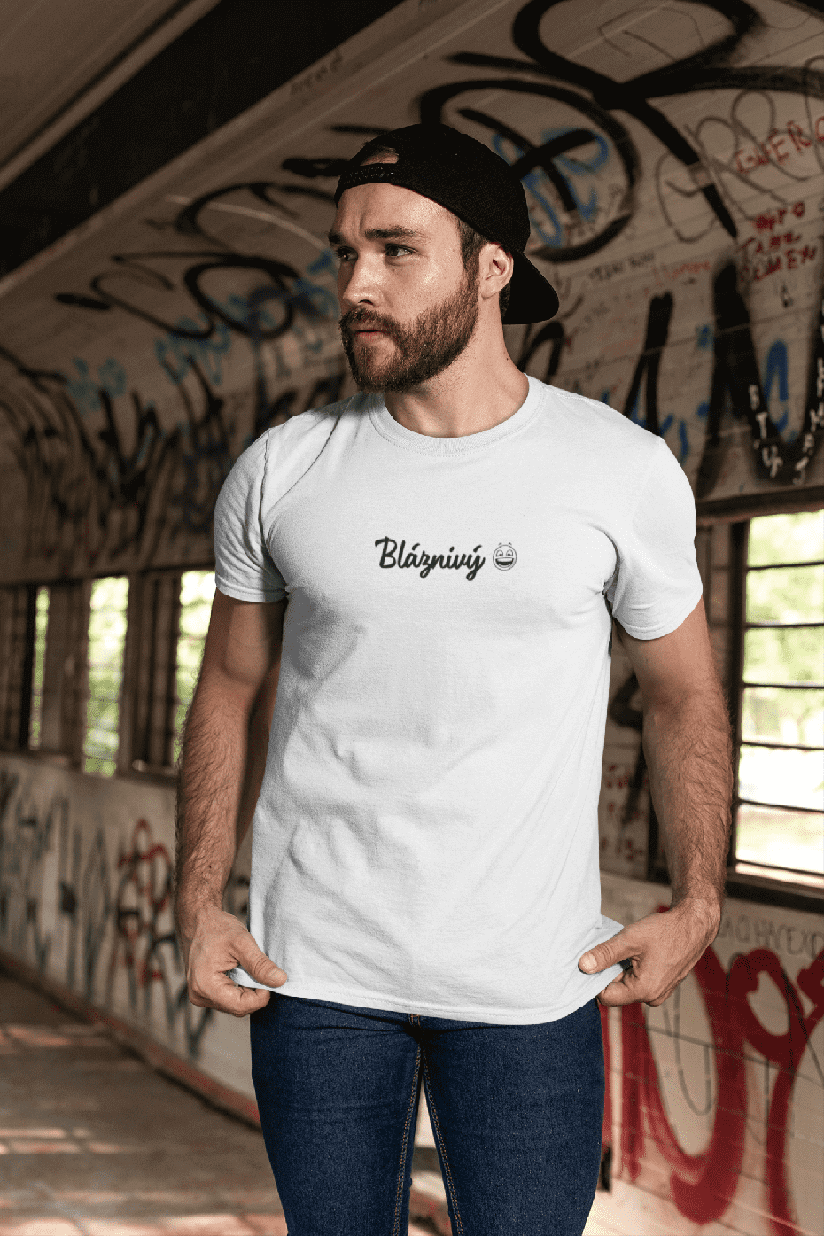 Pánske tričko Bláznivý Vyberte farbu: Biela, Vyberte veľkosť: 2XL