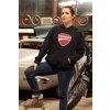 Dámska mikina s logom Ducatipullover hoodie mockup of a serious woman posing by a car and a motorcycle 31852 (2)