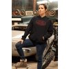 Dámska mikina s logom Jawapullover hoodie mockup of a serious woman posing by a car and a motorcycle 31852 (1)