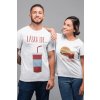 Tričká pre páry Láska ide cez žalúdok hamburger