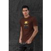 t shirt mockup featuring a serious looking man posing against a dark stone wall 427 el