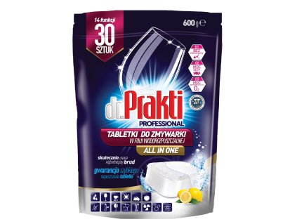 Tablety do umývačky riadu DR.Prakti - all in 1 - 30ks s pridanou účinnosťou proti vodnému kameňu (Bežná cena pri kúpe 1KS)