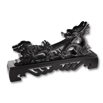 3978 4 sberatelsky dreveny stojan ve tvaru draka s cernym lesklym lakem