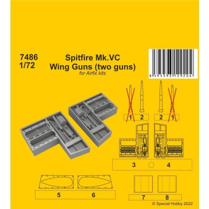 27725 1 1 72 spitfire mk vc wing guns two guns for airfix kit