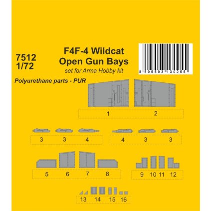 20642 1 1 72 f4f 4 wildcat open gun bays for arma hobby kit