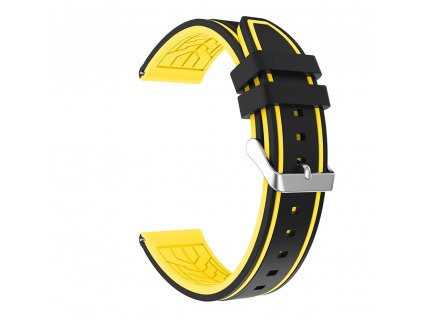 Černo žlutý silikonový řemínek 22mm