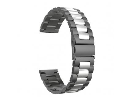 Černo stříbrný kovový řemínek 22mm