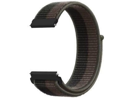 Tmavě zelený nylonový řemínek 22mm s pruhem
