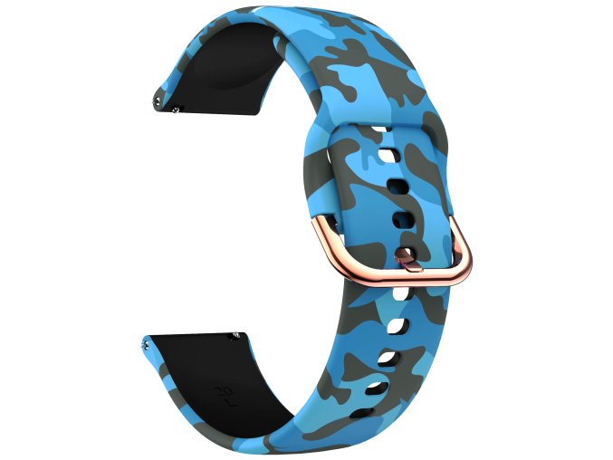 Silikonový řemínek 20mm vzor Blue Camouflage