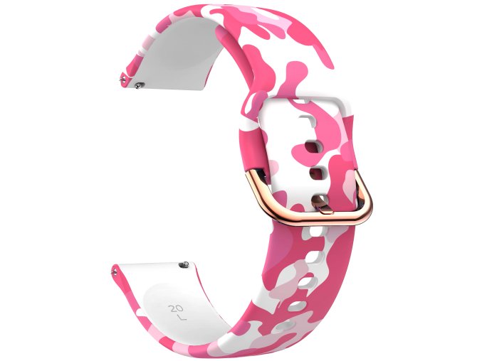 Silikonový řemínek 20mm vzor Pink Camouflage